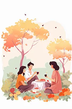 数字艺术学生放假开心过暑假扁平风插画
