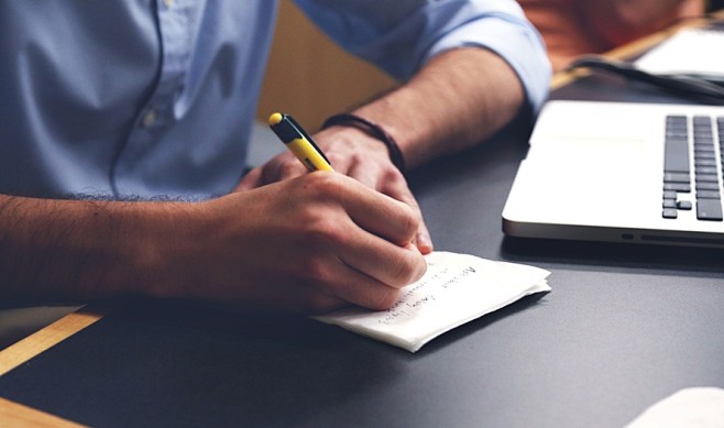 desk, notebook, pen