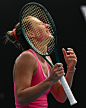 Photo by Wilson Tennis on January 18, 2024. May be an image of 1 person, playing tennis, racket and text.
