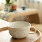浮雕经典毛线纹陶瓷杯沙拉碗 卡布奇诺杯水杯咖啡杯早餐杯