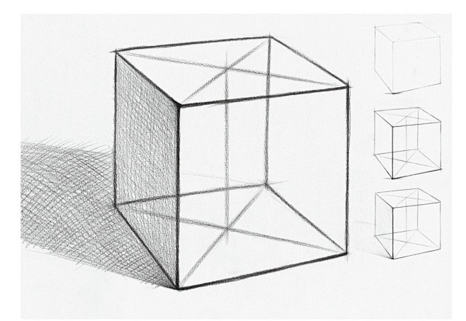 素描正方形透视结构图图片