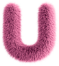Pink 3D Fluffy Letter U