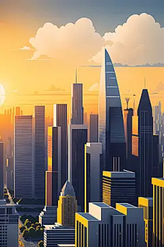 城市扁平风简约插画