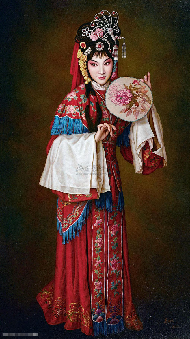 姜迎久油画人物京剧系列作品西厢记红娘2011布面油画15085cm京剧戏服