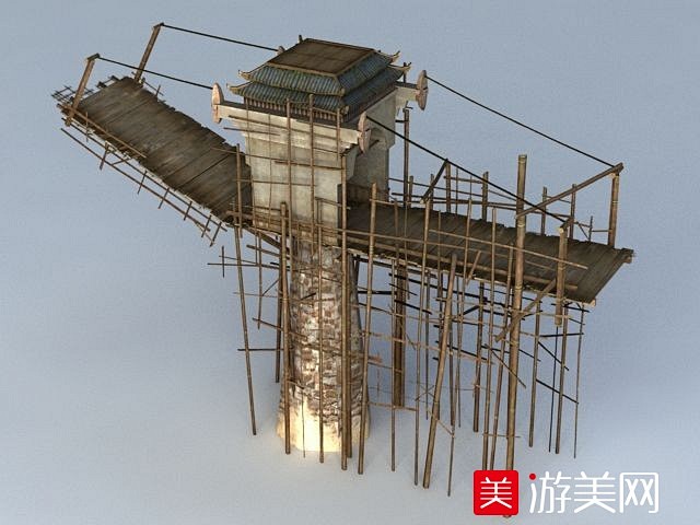 【新提醒】搭建中的古代吊桥3d场景模型下...
