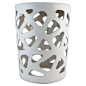 Very Pretty White Ceramic Garden Stool with Cut Out.  Free shipping.