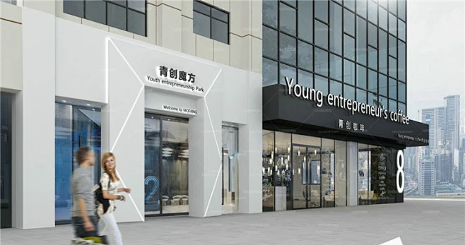 沿街商铺门面店面门脸门头室外建筑外立面外观3dmax模型 (1)-花瓣网