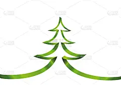绿色丝带的圣诞树。向量。新年贺卡。空白的文字或广告空间