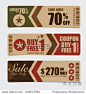 Sale Coupon, voucher, tag. Vintage Style template Design vector illustration.