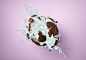 banana Pineapple Coconut explosion CGI 3D cartoon Foods fruits boom vector digital painting toon