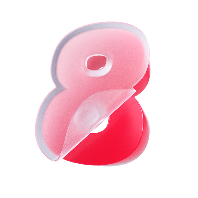 潮国创意_糖果色3D立体卷曲数字8编号T...