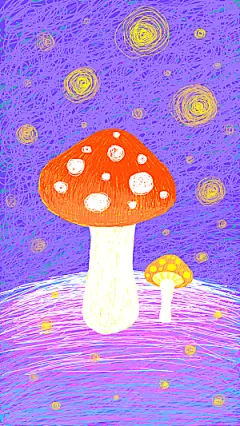 唯美星空晚安手绘插画