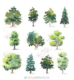 一组小插画，简简单单又很可爱～ 作者：inksnthings  via Mitty爱画画的米蒂_水彩 ​​​​