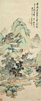 张熊——《云开远岫》【云开远岫碧无尽，泉落平林溪有声。丙子仲秋月】人物山水 立轴欣赏   |   
清|张熊(1803-1886)又名张熊祥，字寿甫、寿父，号子祥、祥翁，别号鸳湖外史、鸳湖老人，鸳湖老者，鸳鸯湖外史，西厢客。别署清河伯子、髯参军。精篆刻，工花鸟草虫蔬果、人物山水，注重写生，亦善八分书。与任熊、朱熊合称"沪上三熊"。