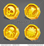 Cartoon gold coins. Vector illustration.