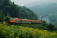 列车穿梭在乡间风景图片