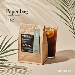jimeng-2025-08-01-8158-生成一张16_9电商海报，产品为纸袋特写，文字_paper bag_在左上角，背