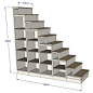 储物架式楼梯，LOFT阁楼楼梯，收纳柜楼梯的尺寸解析图。设计参考。