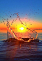 Awesome splash sunset - amazing photography