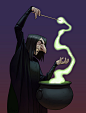 Snape, Randy Bishop : I love the physical description of Severus Snape in the Harry Potter books. Several people have pointed out to me that he shouldn't be using a wand, but I like it. If it bothers you, pretend it's a different wizard.