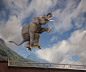 Elephant skateboarding on railing