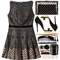 A fashion look from December 2015 featuring flare mini dress, high heel platform sandals and vintage clutches. Browse and shop related looks.