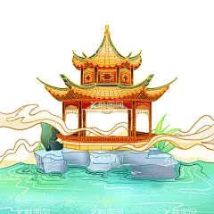 国潮风祥云  - 源文件下载【酷图网】中秋古典建筑,中秋,古典建筑,国潮中秋插画,国潮画,国潮建筑,国潮古典建筑,月亮,祥云,国潮山水,