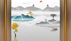 靓9888-新中式意境禅意抽象山水A图150-B图150