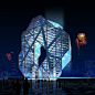 ’3D Diamond’ Landmark building by A.M. Progetti in Nanhe Jingwu, China. The structure consists of two buildings joined at the top and curved at the base, dancing and embracing each other.