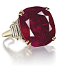 Jewels for Hope: The collection of Mrs Lily Safra - A 32.08 carat cushion-shaped Burmese Ruby and Diamond Ring, by Chaumet