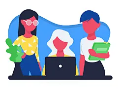 时尚高端清新配色的工作场景海报banner着落页插画矢量素材 Office Illustrations-设计元素-@美工云(meigongyun.com)