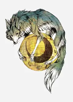 狼和月高清素材 创意插画 动物 卡通 手绘 月亮 狼 生物 矢量狼 免抠png 设计图片 免费下载