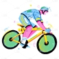 手绘-奥运人物运动元素-骑自行车