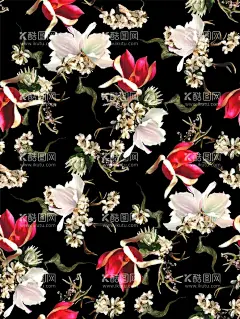 兰花  - 源文件下载【酷图网】兰花,栀子花,花,数码,印花,大牌,花型,花卉,数码花型,数码印花,女装,手绘,