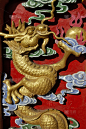 金色,中国龙,垂直画幅,式样,木制,无人,雕刻物,古老的,过去,龙