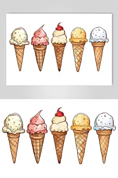 AI数字艺术手绘冰淇淋甜品插画