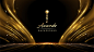 Golden black award background. waves luxury graphics. modern abstract background.
