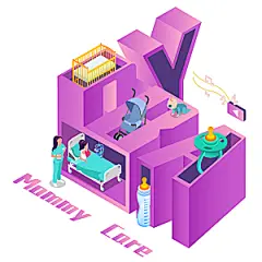 科技科幻渐变小人人物场景插画