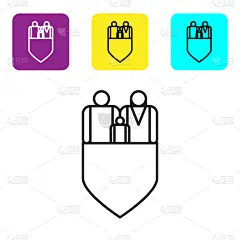 家庭,计算机图标,黑色,保险,成一排,盾,健康保健,安全,父母,相伴