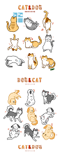 可爱儿童卡通宠物猫咪狗手绘插画背景图案手机壳抱枕设计PSD素材-淘宝网