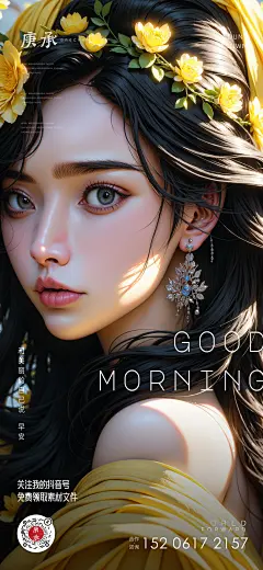 黄色花卉女性人物飞机稿2