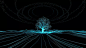 蓝色发光粒子树,抽象数字化植物插画素材