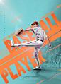 棒球体育比赛宣传运动海报设计模板  