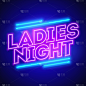 Vector illustration ladies night neon banner