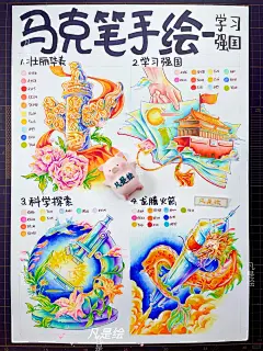 【红色爱国主题手绘素材分享】视觉传达考研 - 小红书