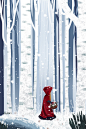 雪景  冬季  风景  插画