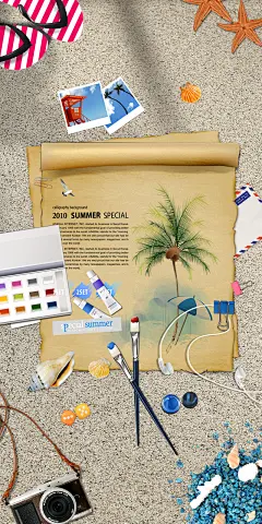 海边采风夏天海报PSD分层模板