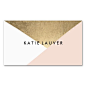 Coral white modern faux gold foil color block chic business cards.  Designed by Busied