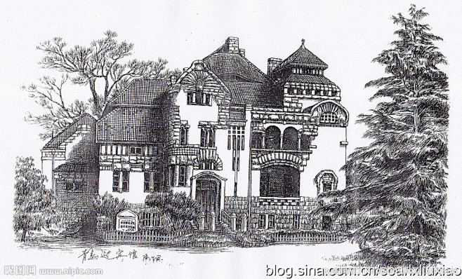 建筑钢笔画