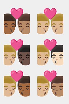 爱心男女爱心亲吻表情包免抠素材